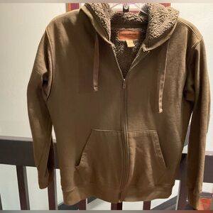 Men's Brown Sherpa-Lined Hoodie #057